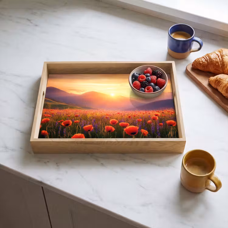 Tray - Landscape - Sunset - Field of flowers — 3