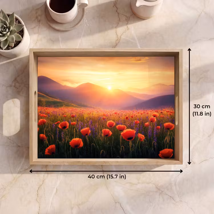 Tray - Landscape - Sunset - Field of flowers — 7