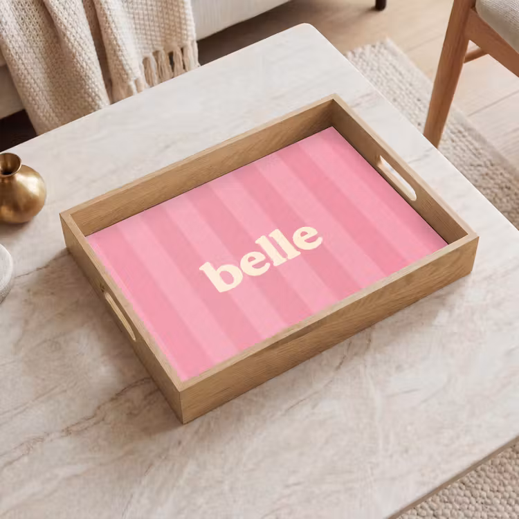 Tray - Pink - Striped - Belle — 2