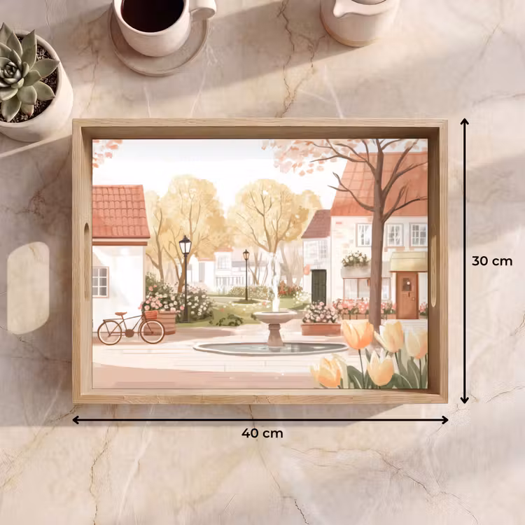 Tray - Village square - Fountain - Tulips — 8