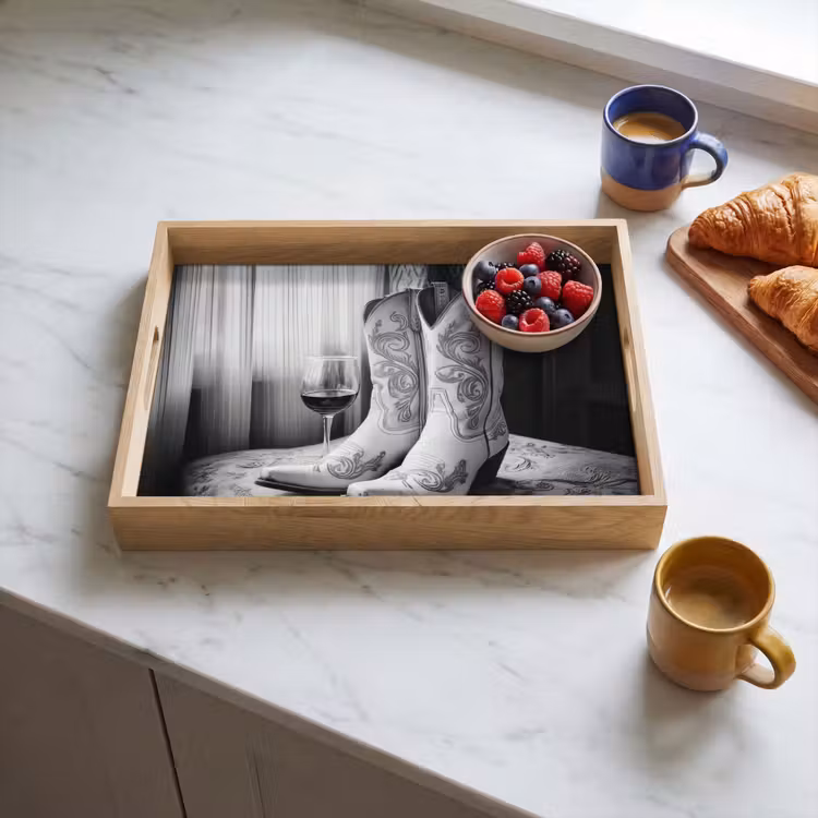 Tray - Wine - Cowboy Boots - Window Light - White — 3