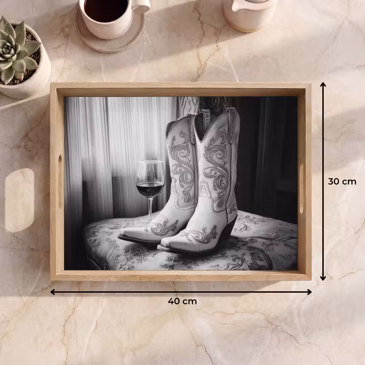 Tray - Wine - Cowboy Boots - Window Light - White — 8