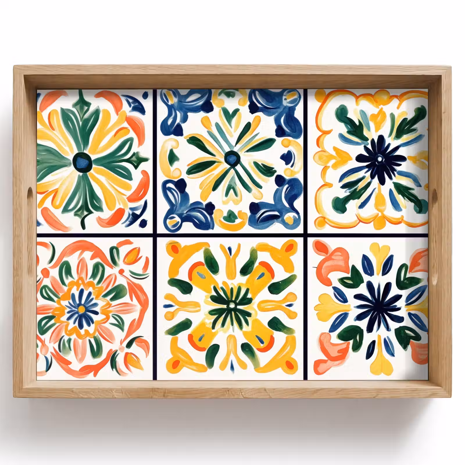 Tray - Spanish - Tiles - Ceramics - Flowers — 1