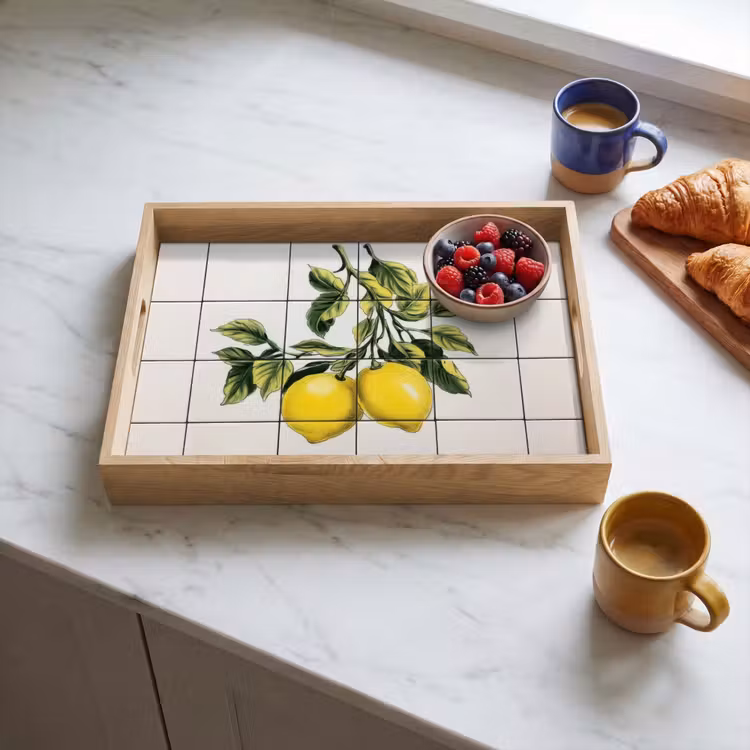 Tray - Lemon - Decoration - Ceramics - Branches — 3