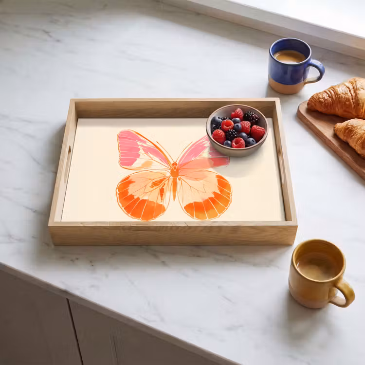 Tray - Orange - Butterfly - Minimalist — 3