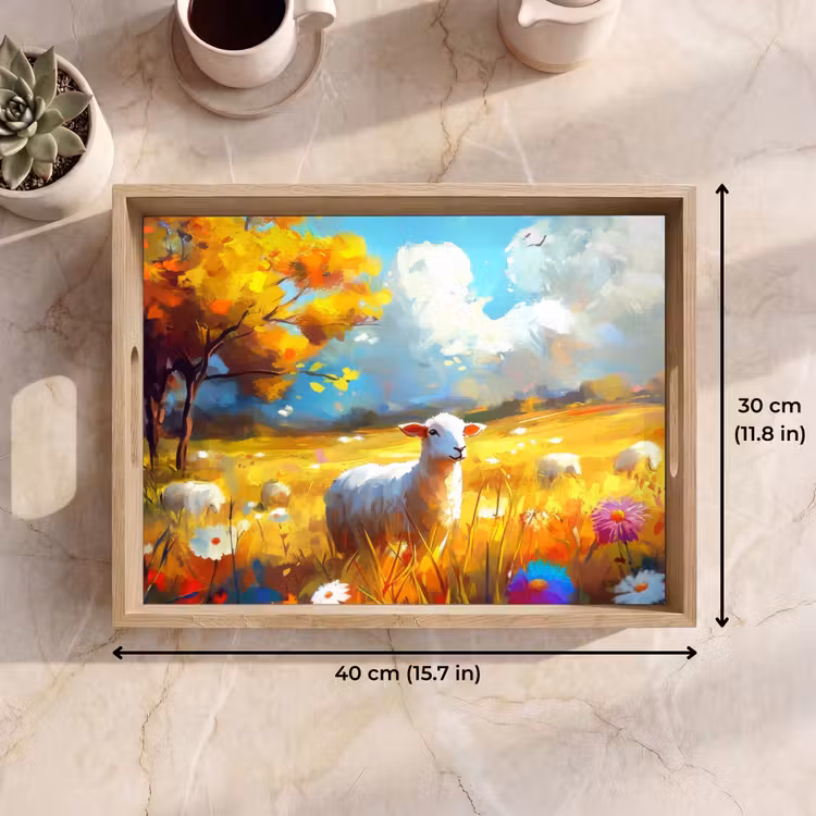 Tray - Sheep - Meadow - Flowers — 7