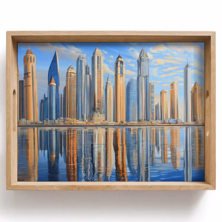 Tray - Skyline - Skyscrapers - Water - Blue — 1