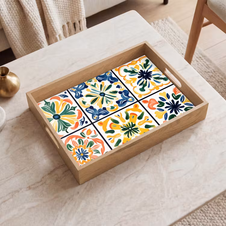 Tray - Spanish - Tiles - Ceramics - Flowers — 2
