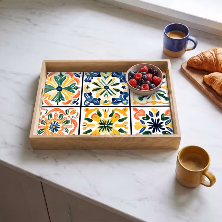 Tray - Spanish - Tiles - Ceramics - Flowers — 3