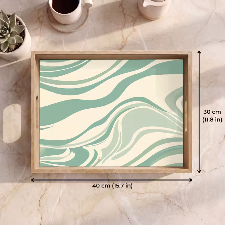 Tray - Organic lines - Mint green - Marble — 7