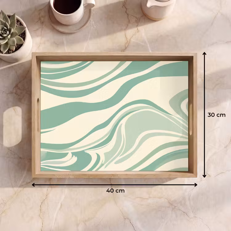 Tray - Organic lines - Mint green - Marble — 8