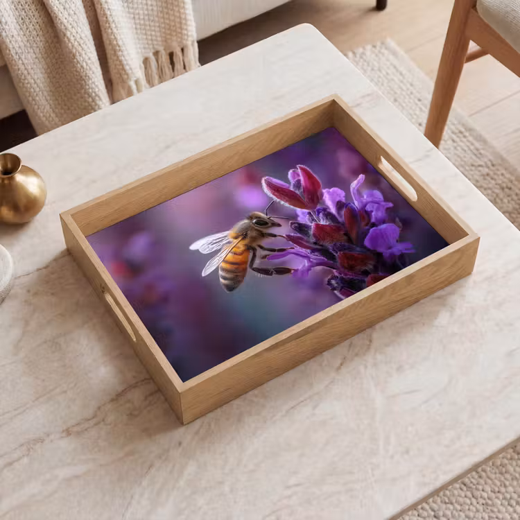 Tray - Honey bee - Purple flowers - Details — 2