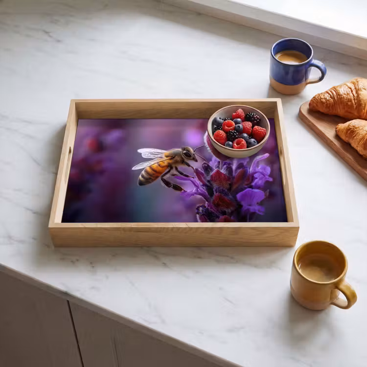 Tray - Honey bee - Purple flowers - Details — 3