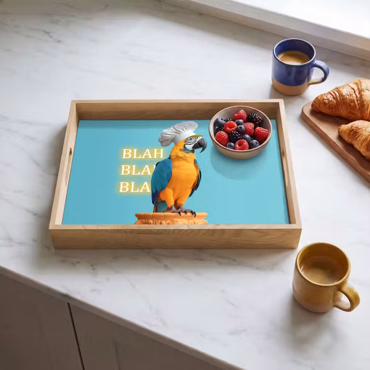 Tray - Parrot - Chef's hat - Quote - Neon — 3