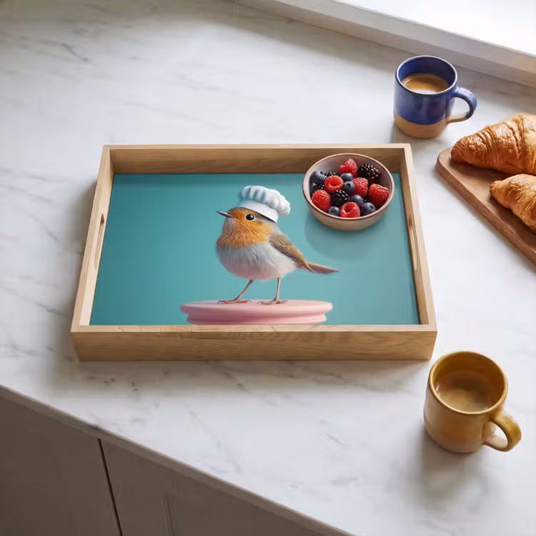 Tray - Robin - Bird - Cook's hat - Pedestal — 3