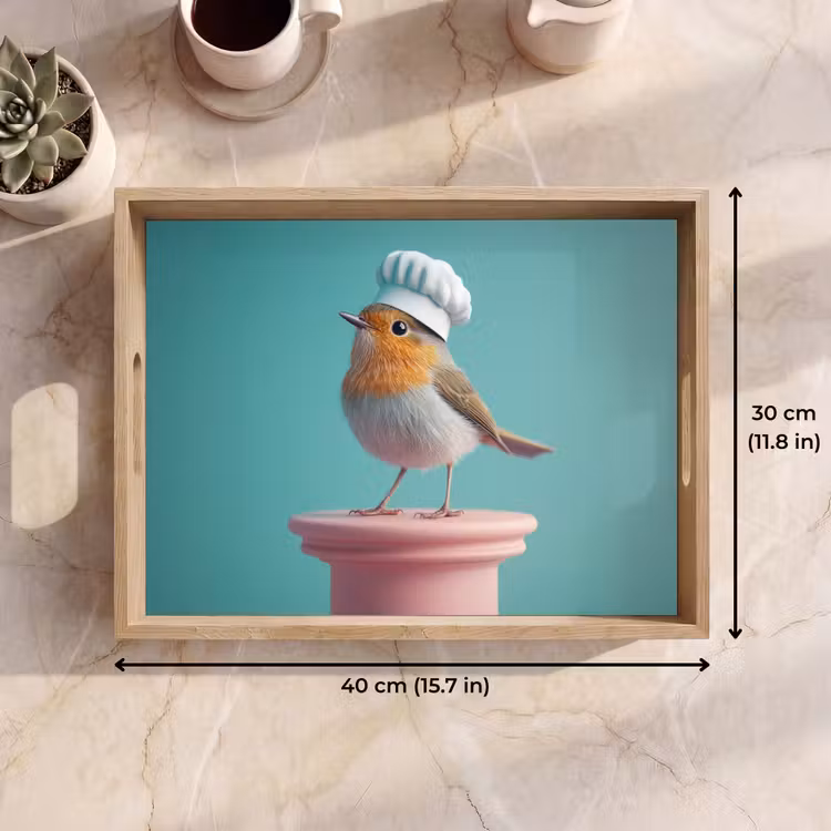 Tray - Robin - Bird - Cook's hat - Pedestal — 7
