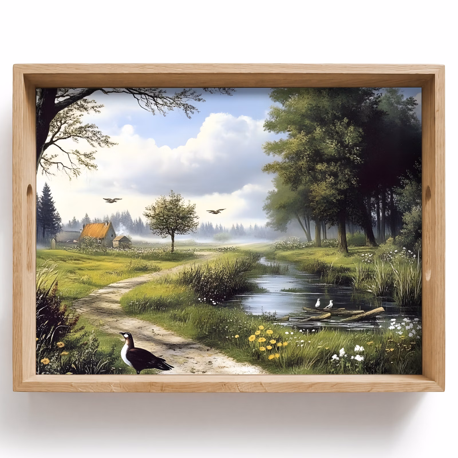 Tray - Sandy trail - Green landscape - Water — 1