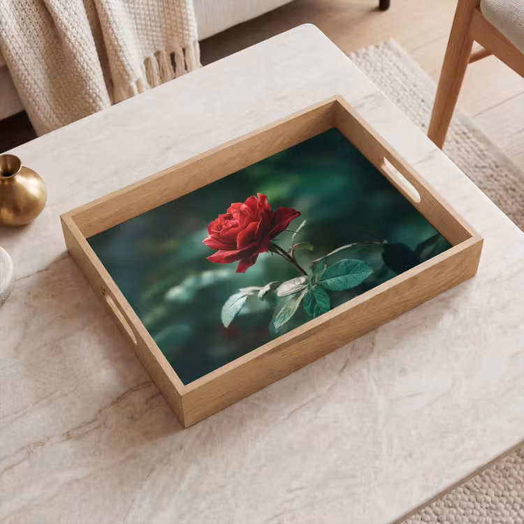 Tray - Rose - Leaves - Deep red — 2