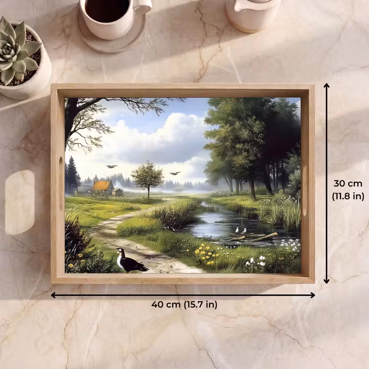 Tray - Sandy trail - Green landscape - Water — 7