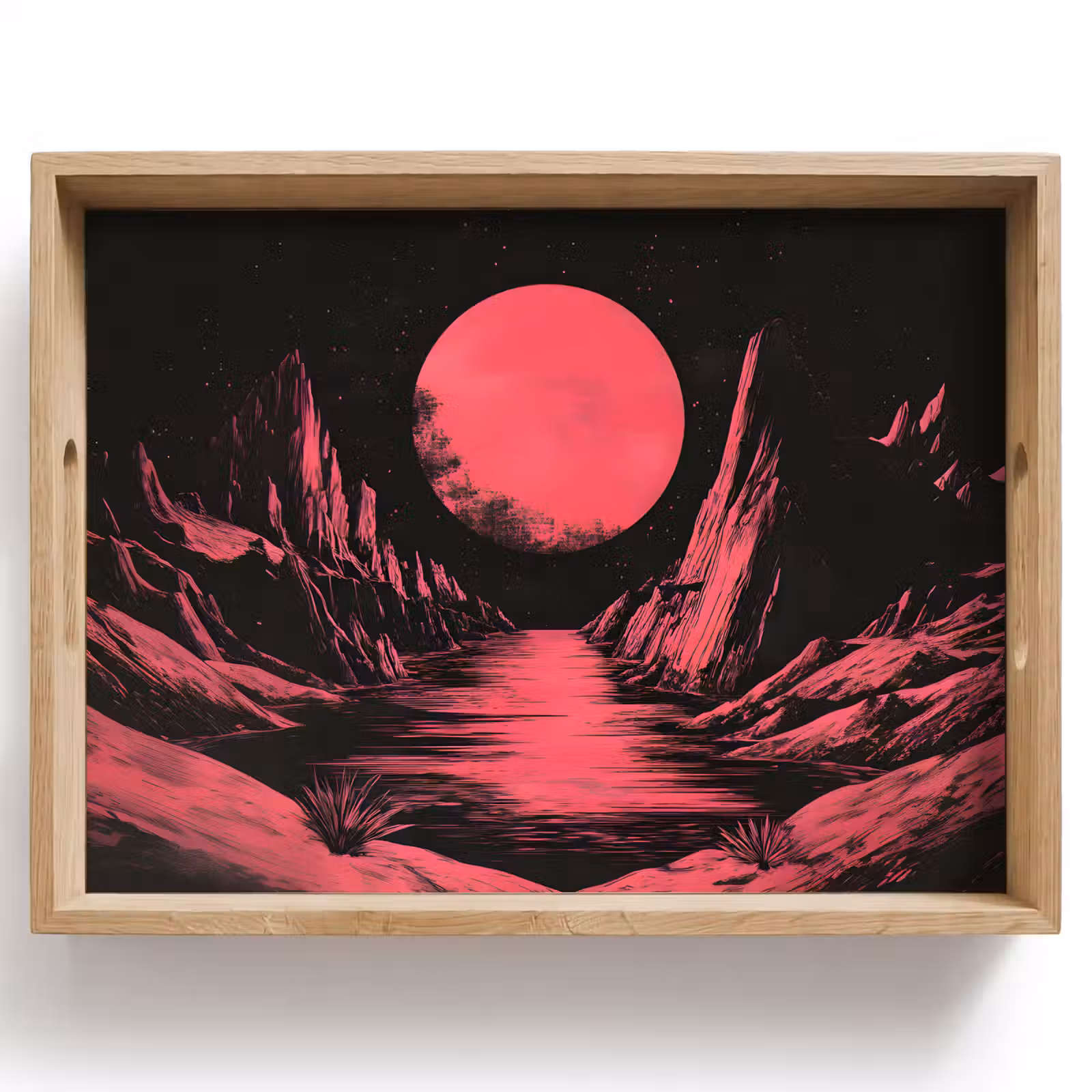 Tray - Moon - Bright pink - Mountains - River — 1