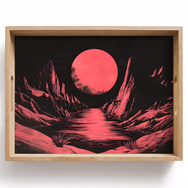 Tray - Moon - Bright pink - Mountains - River — 1