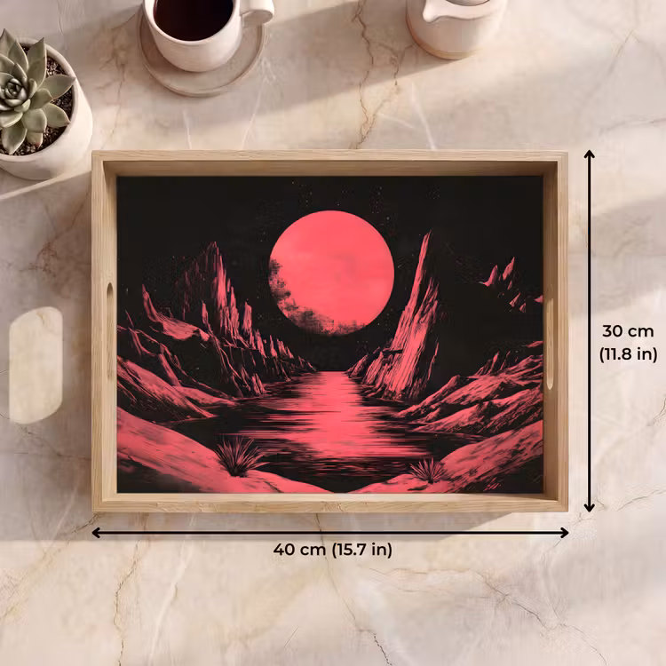 Tray - Moon - Bright pink - Mountains - River — 7