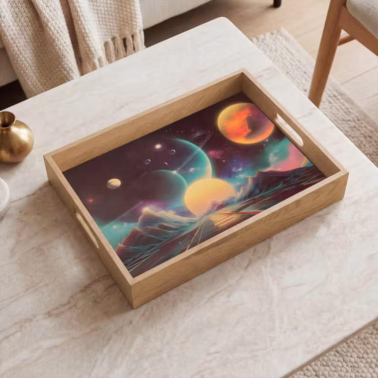 Tray - Planets - Neon - Mountain landscape - Sun — 2