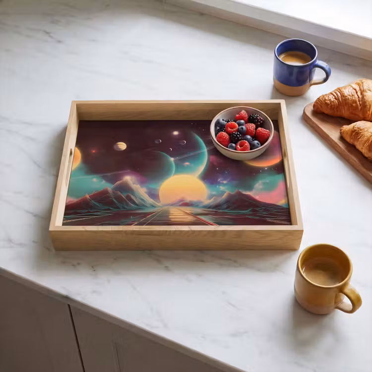 Tray - Planets - Neon - Mountain landscape - Sun — 3