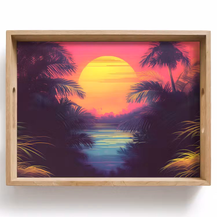 Tray - Sun - Yellow - Palm trees - Tropical — 1