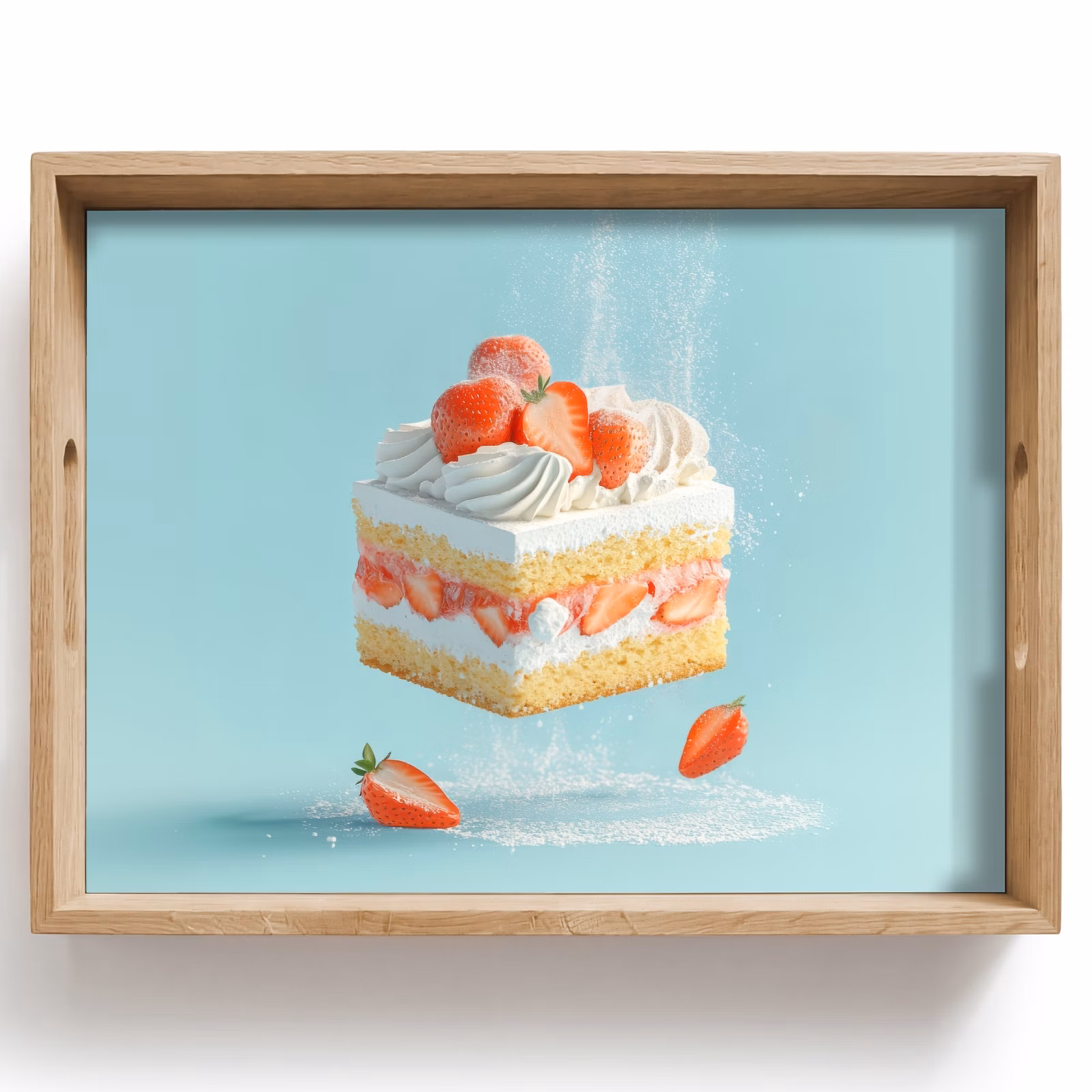 Tray - Whipped cream - Cake - Blue - Food — 1