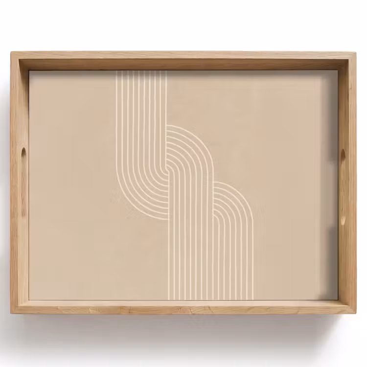 Tray - Parallel lines - Light texture - Beige — 1