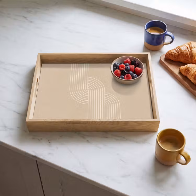 Tray - Parallel lines - Light texture - Beige — 3
