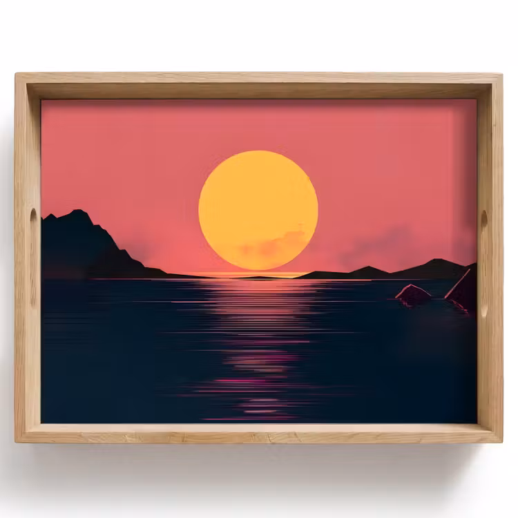 Tray - Sun - Yellow - Mountains - Water — 1