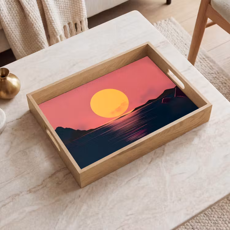 Tray - Sun - Yellow - Mountains - Water — 2