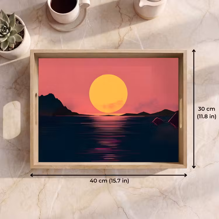 Tray - Sun - Yellow - Mountains - Water — 7