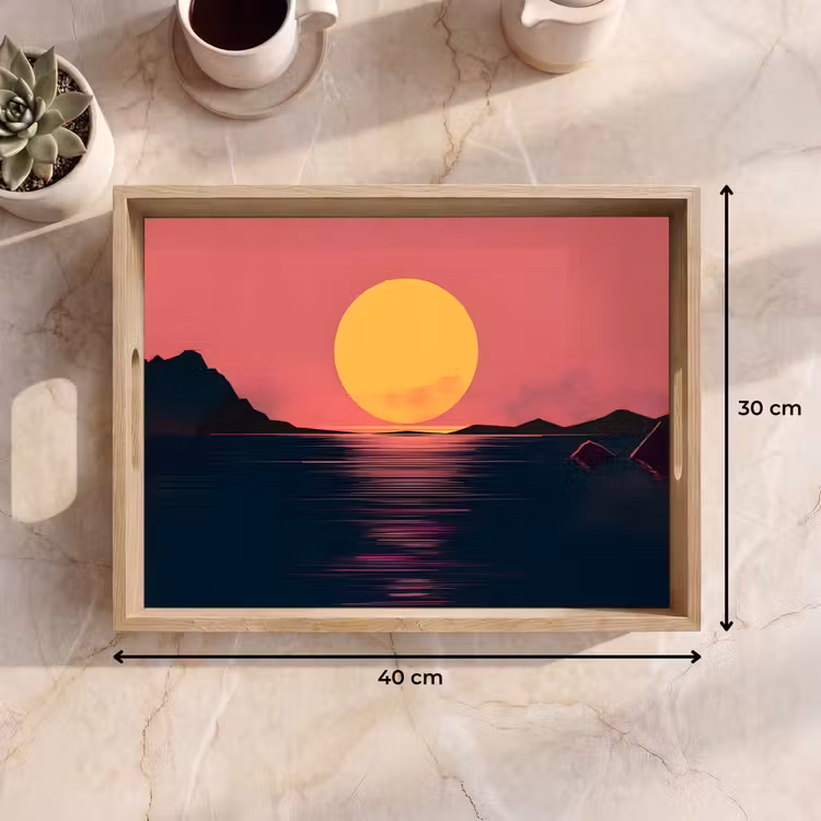 Tray - Sun - Yellow - Mountains - Water — 8