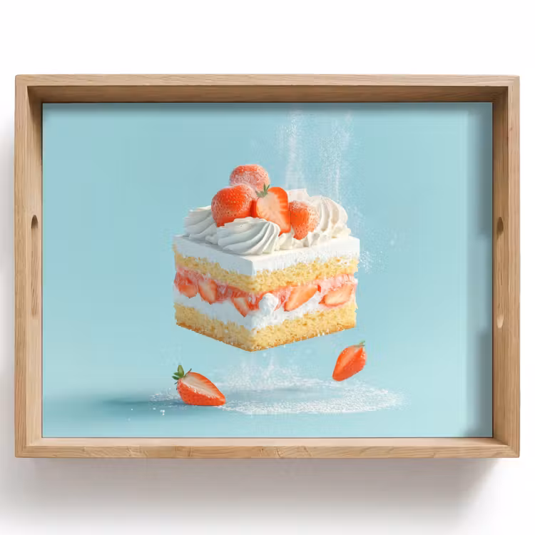 Tray - Whipped cream - Cake - Blue - Food — 1