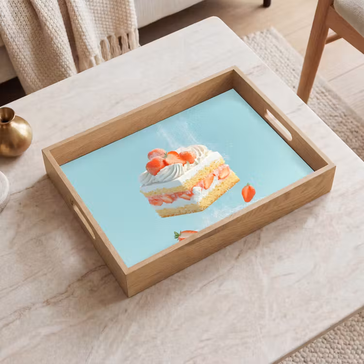Tray - Whipped cream - Cake - Blue - Food — 2