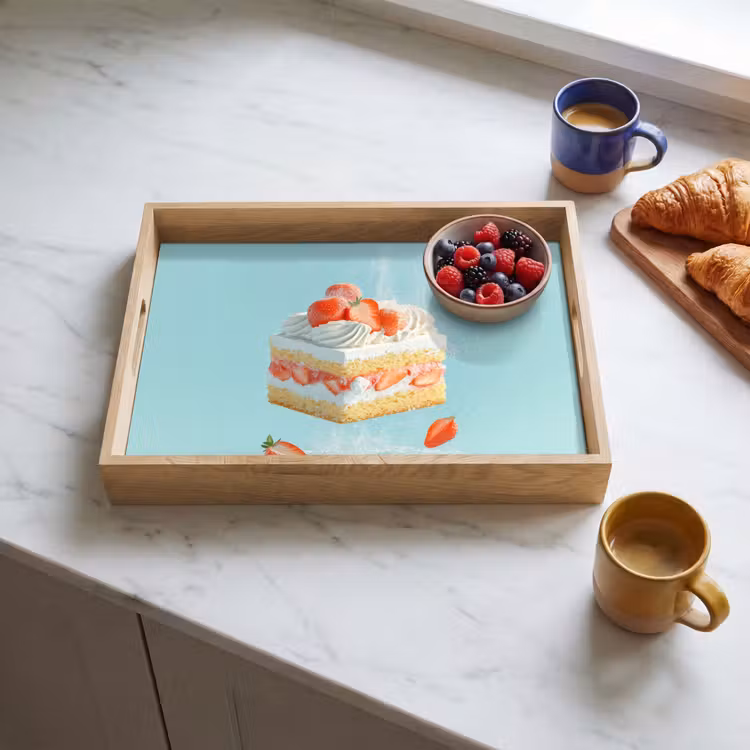 Tray - Whipped cream - Cake - Blue - Food — 3