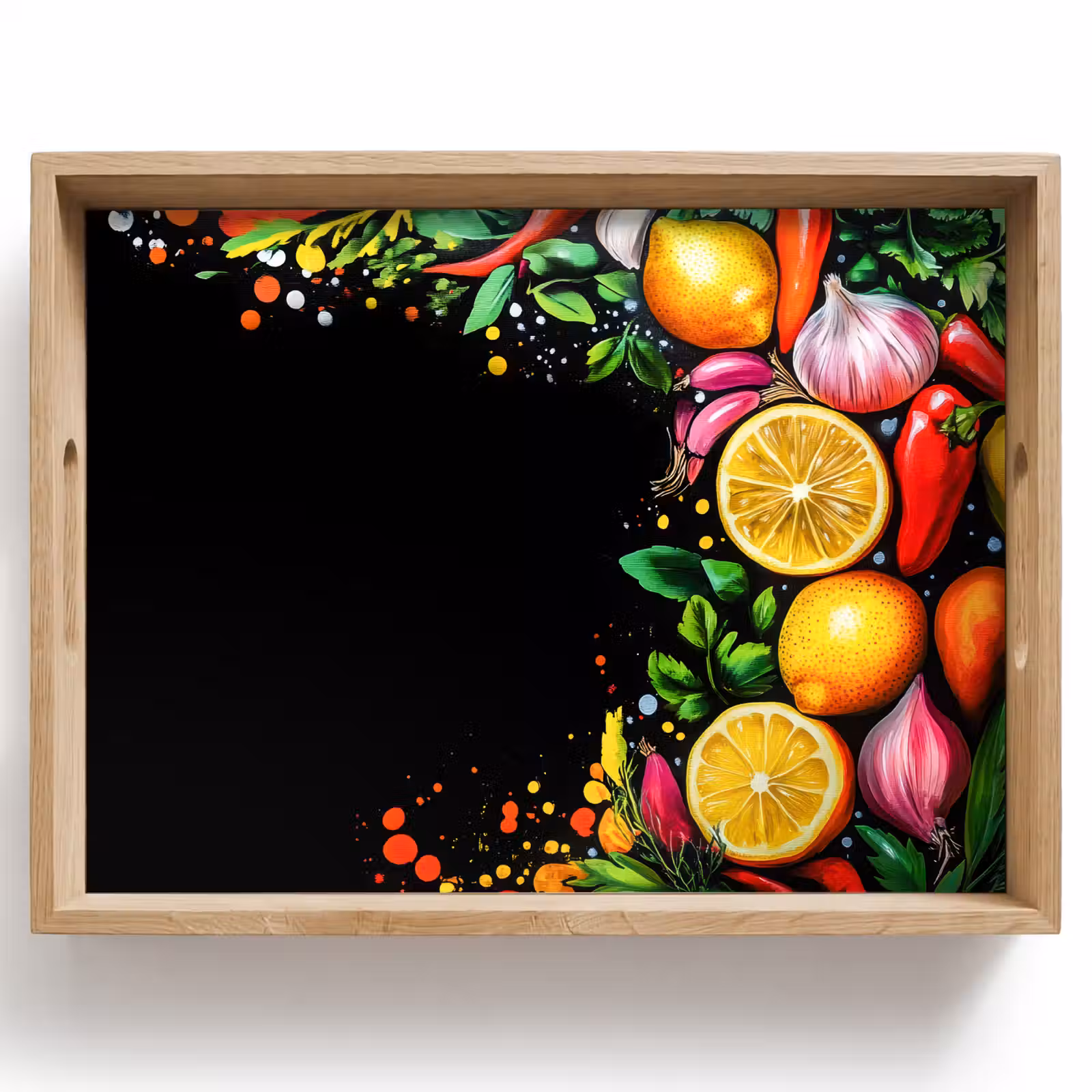 Tray - Lemons - Pepper - Herbs - Graffiti - Paint - Abstract — 1