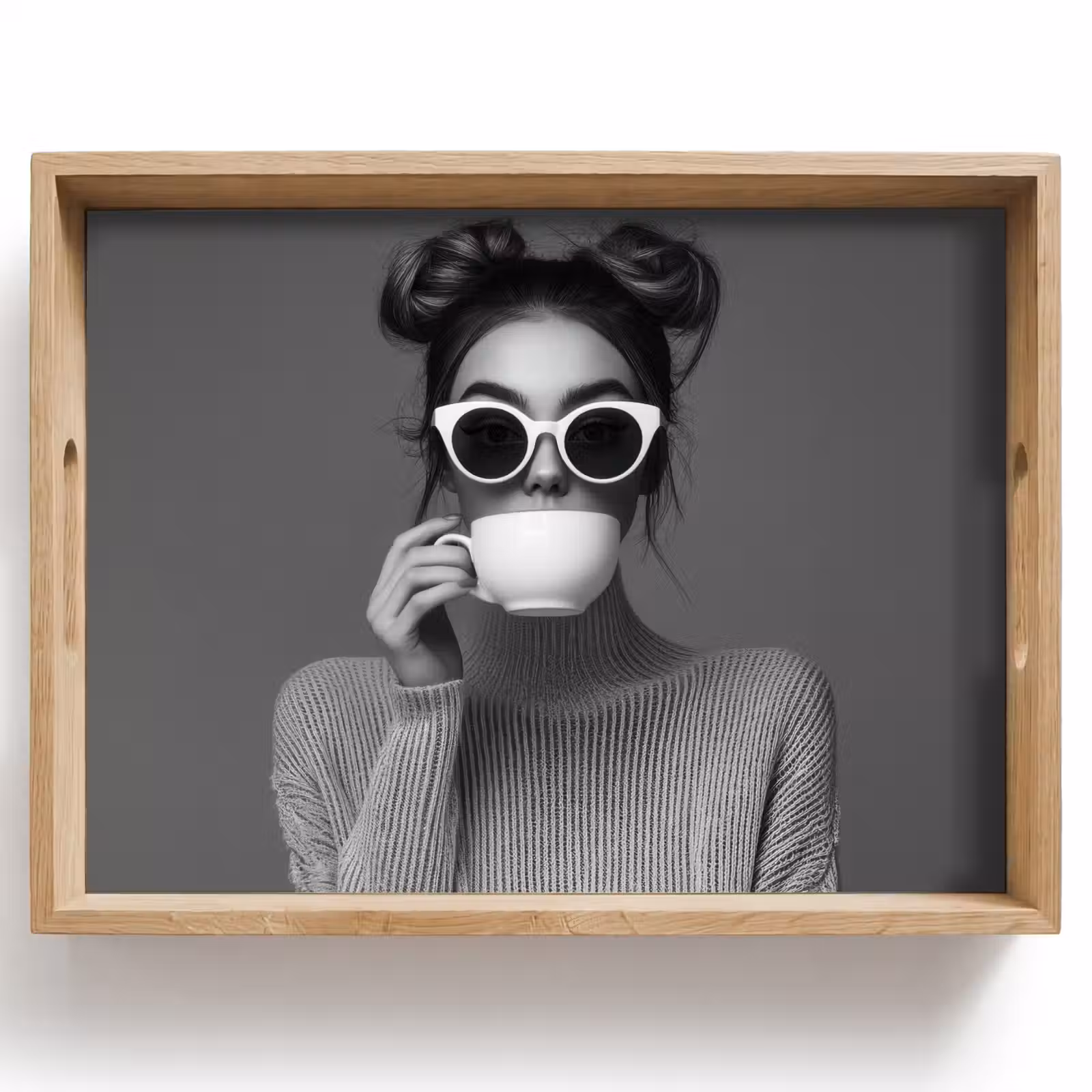 Tray - Woman - Coffee - Black - White — 1