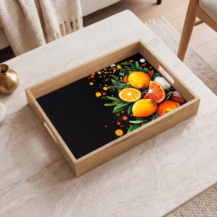 Tray - Lemons - Black - Herbs - Graffiti - Paint — 2