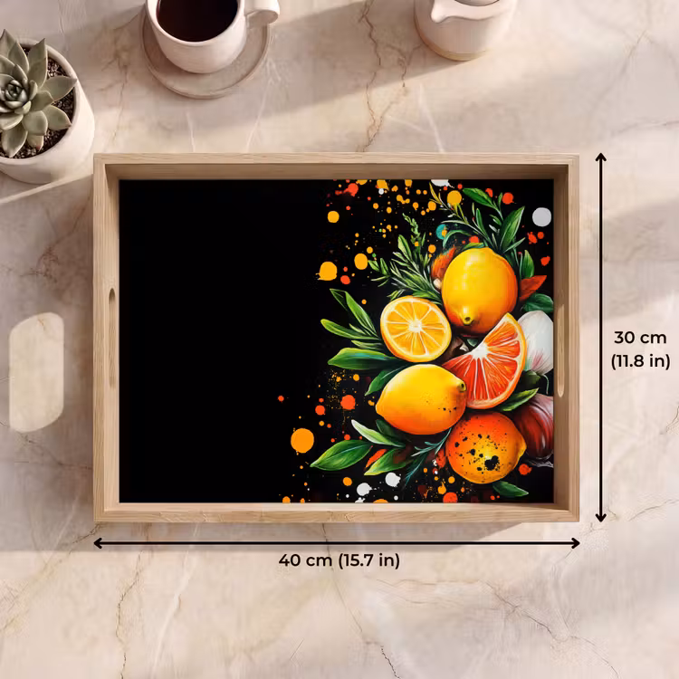 Tray - Lemons - Black - Herbs - Graffiti - Paint — 7