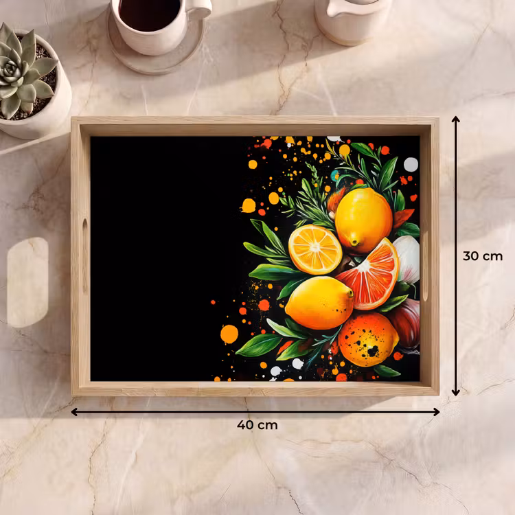 Tray - Lemons - Black - Herbs - Graffiti - Paint — 8