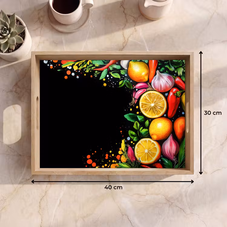 Tray - Lemons - Pepper - Herbs - Graffiti - Paint - Abstract — 8