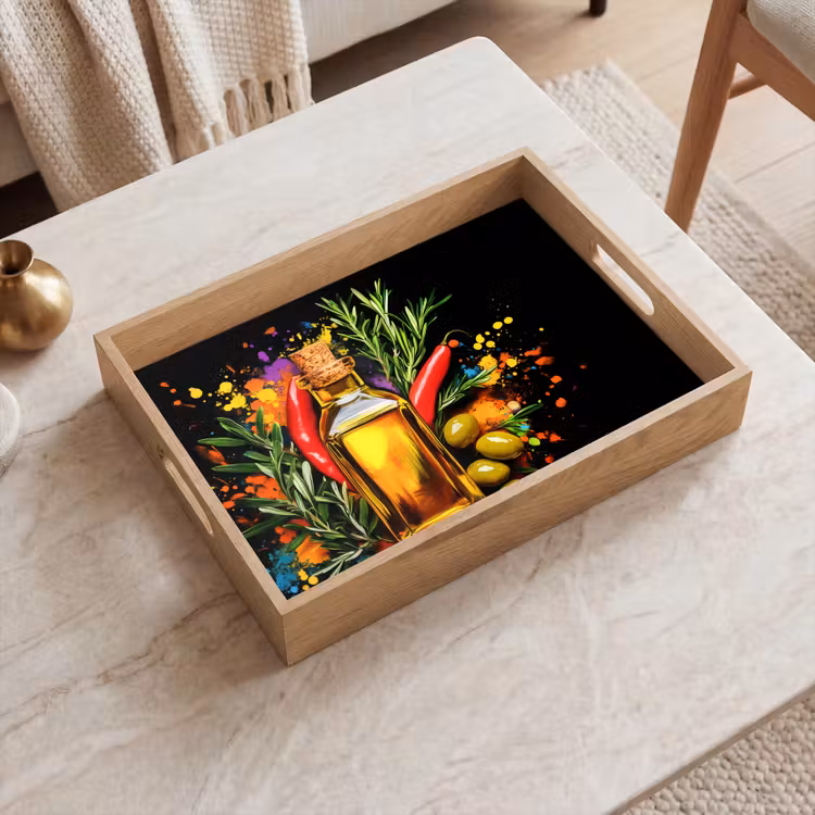 Tray - Olive oil - Graffiti - Pepper - Olives - Modern — 2