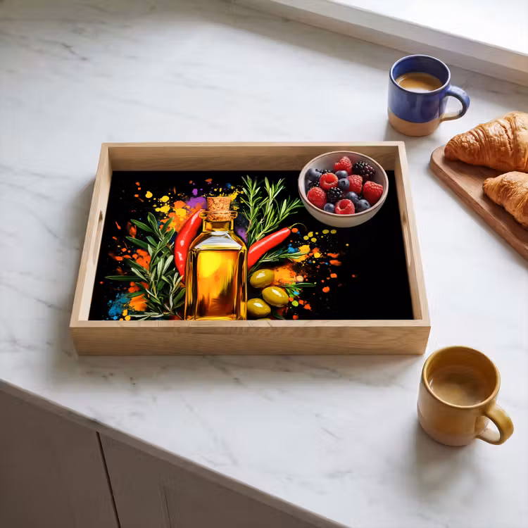 Tray - Olive oil - Graffiti - Pepper - Olives - Modern — 3