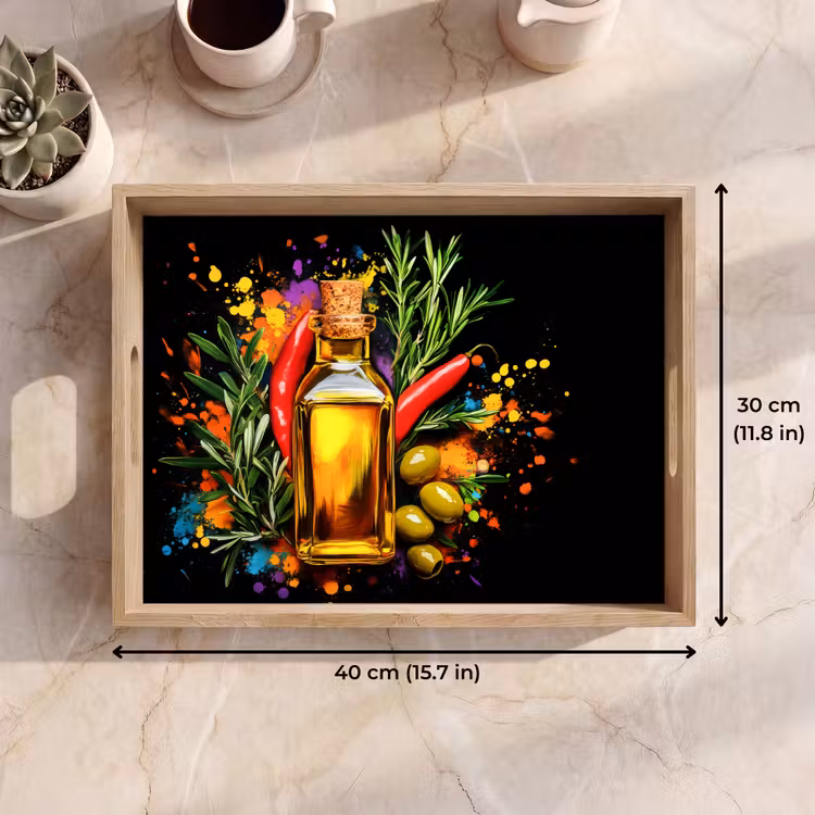 Tray - Olive oil - Graffiti - Pepper - Olives - Modern — 7