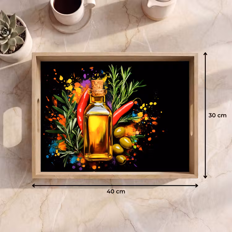 Tray - Olive oil - Graffiti - Pepper - Olives - Modern — 8