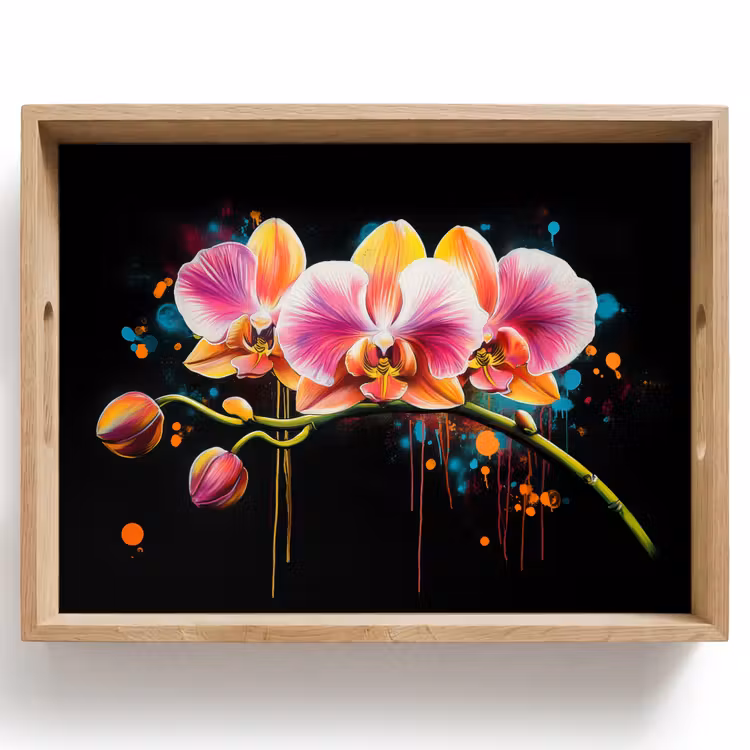 Tray - Orchid - Graffiti - Colorful - Flowers - Abstract — 1